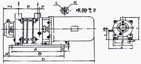 2SK-0.4、2SK-0.8兩級不環(huán)真空泵外形及安裝尺寸